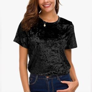 Urban Coco NWT Black Crushed Velvet Women's Top